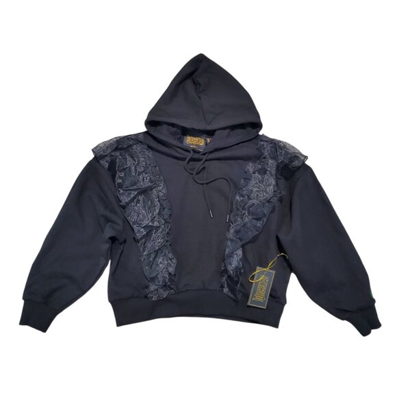 NWT Forever21 x WICKED Wickd Witch Cropped Ruffle Boxy Elphaba Hoodie - Small - Picture 2 of 6